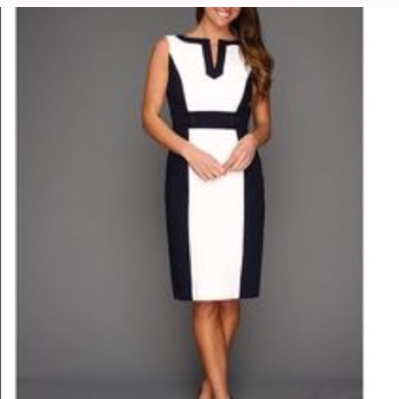 Tahari Dresses & Skirts - ⬇️ Tahari Navy and White Midi Sheath Dress, 12